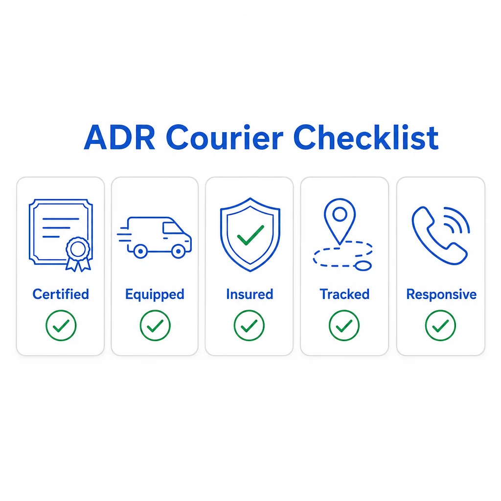 Checklist graphic for choosing an ADR courier.
